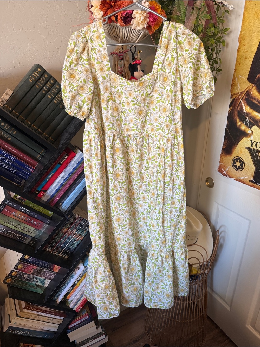 Floral Tiered Maxi Dress in Yellow & Green
